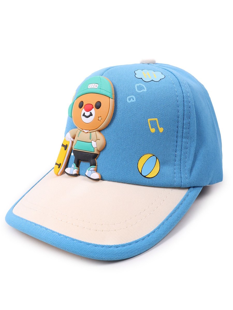 Czapka z daszkiem bejsbolówka dziecięca unisex miś z deskorolką niebieska 50-54 YOCLUB