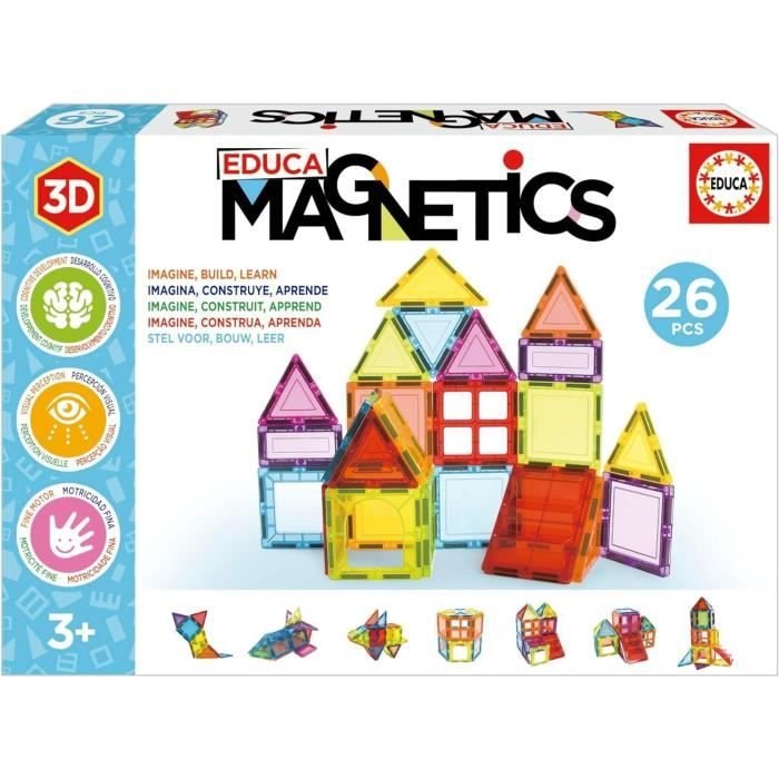 Gra edukacyjna - EDUCA Magnetics - Magnetyczna konstrukcja 3D z 26 elementami stymulująca kreatywność dzieci