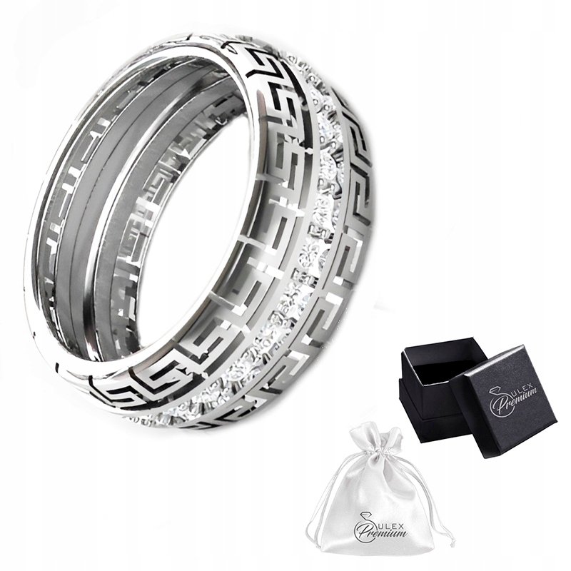 Pierścionek srebrny pr. 925 Elegancka Obrączka z Greckim Meandrem r. 13