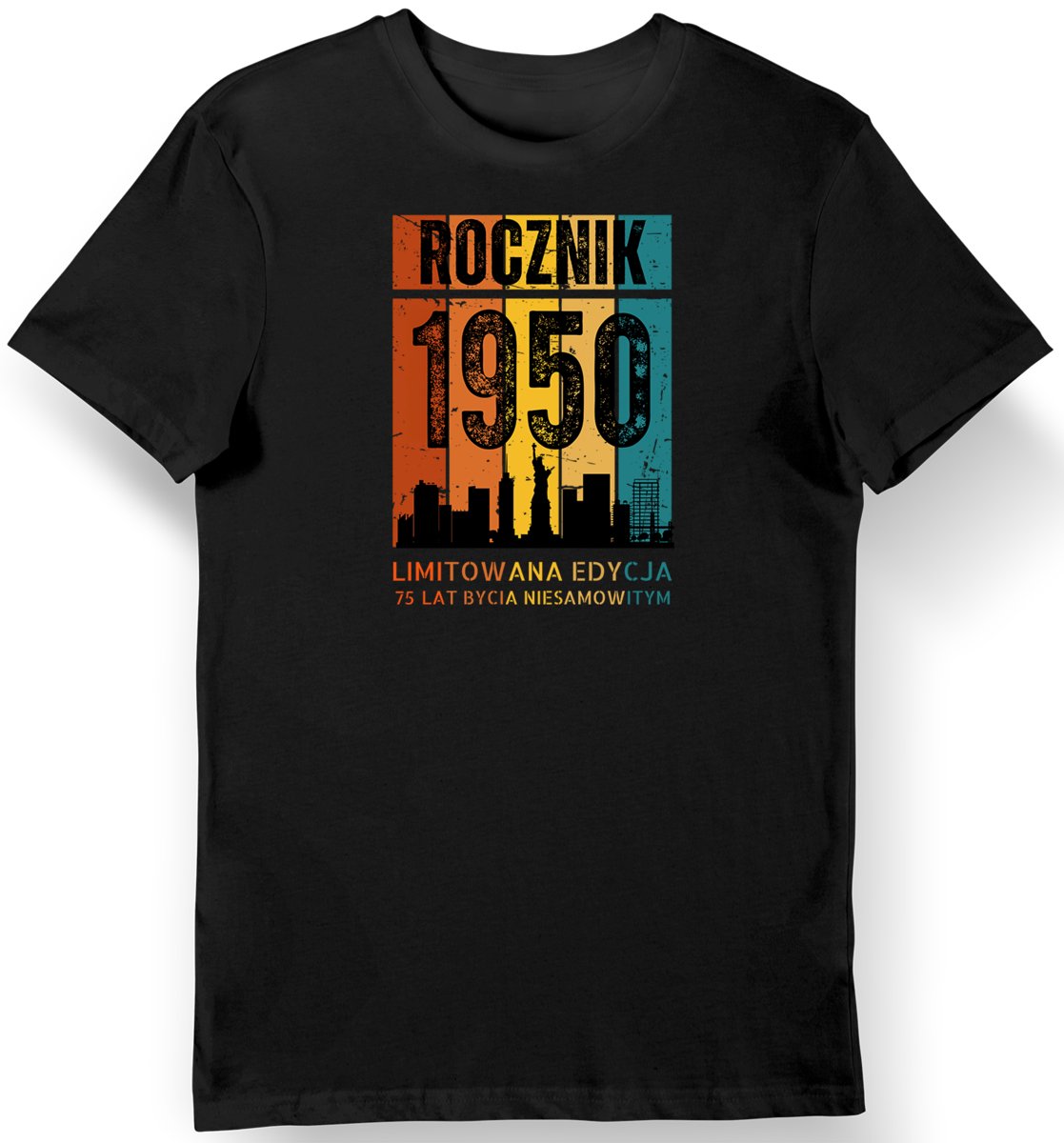 Koszulka męska na 75 urodziny 1950 limitowana edycja czarna S