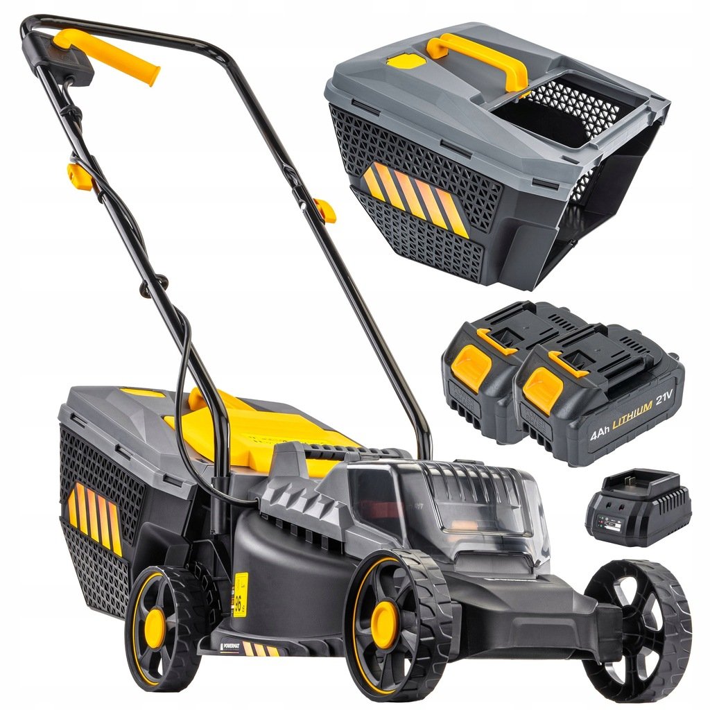 Powermat KOSIARKA AKUMULATOROWA 20V 4AH ŁADOWARKA 2X BATERIA MOCNA LEKKA KOSZ 30L