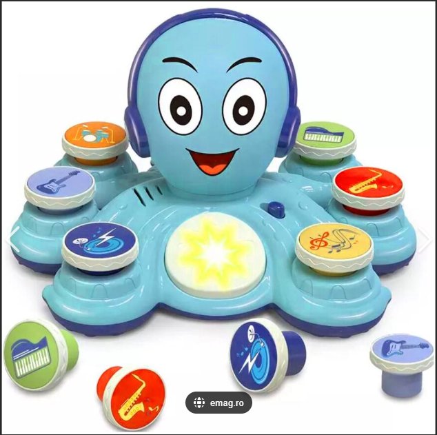 JUNICA Interaktywna muzyczna ośmiornica Rock and roll NIEBIESKA