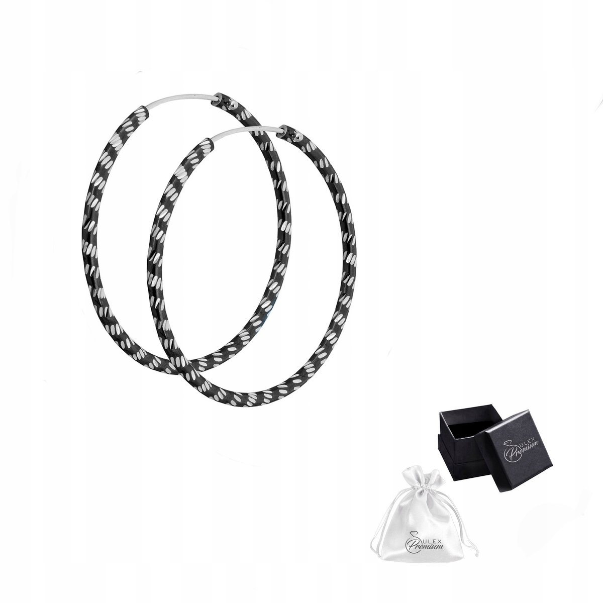 Kolczyki srebro pr. 925 Eleganckie KOŁA Czarno-Białe Diamentowane 3,2 cm