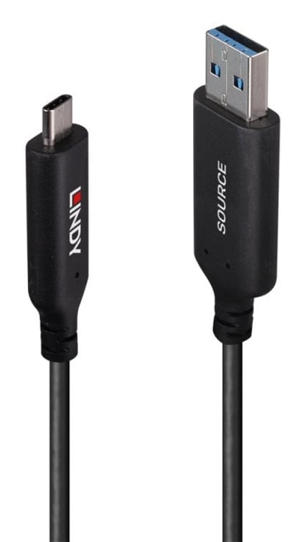 Lindy 43395 kabel USB USB 3.2 Gen 1 (3.1 Gen 1) 10 m USB A USB C Czarny