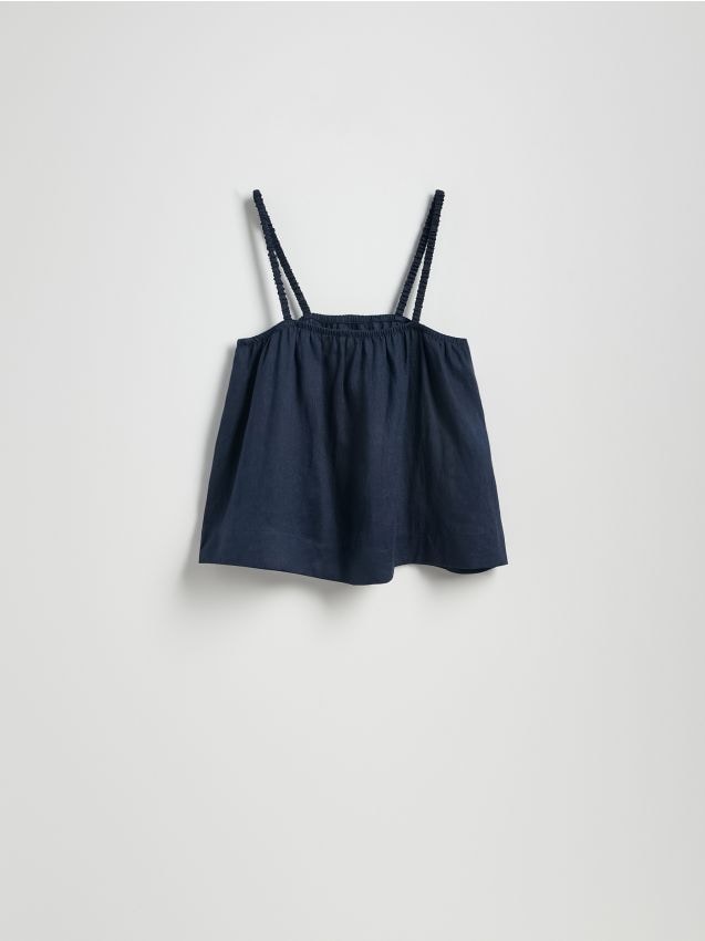 Reserved - Lniany top - granatowy