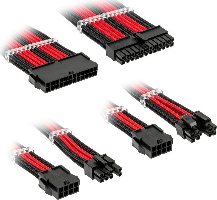 Kolink Kolink Core Standard Braided Cable Extension Kit - Jet Black/Racing Red CORESTANDARD-EK-BRD