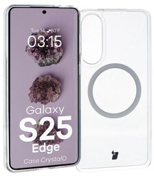 Bizon Etui z pierścieniem magnetycznym Case CrystalO do Galaxy S25 Edge, przezroczyste