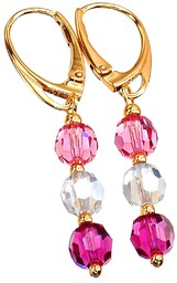 Kryształy Przepiękne Kolczyki Crystals Rose Summer Złote Srebro