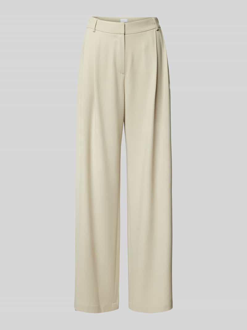 Spodnie materiałowe z prostą nogawką i zakładkami w pasie