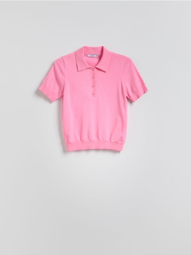 Reserved - Sweter polo z wiskozą - fioletowy