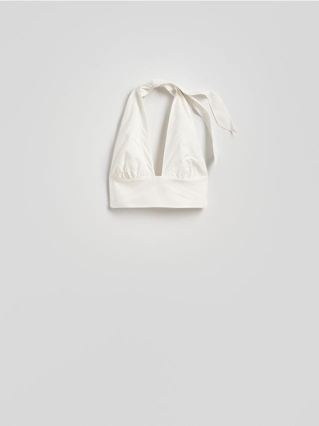 Reserved - Top z dodatkiem lnu - złamana biel