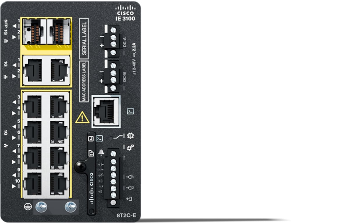 Cisco Catalyst IE-3100-8T2C-E łącza sieciowe Zarządzany L2 Gigabit Ethernet (10/100/1000) Czarny