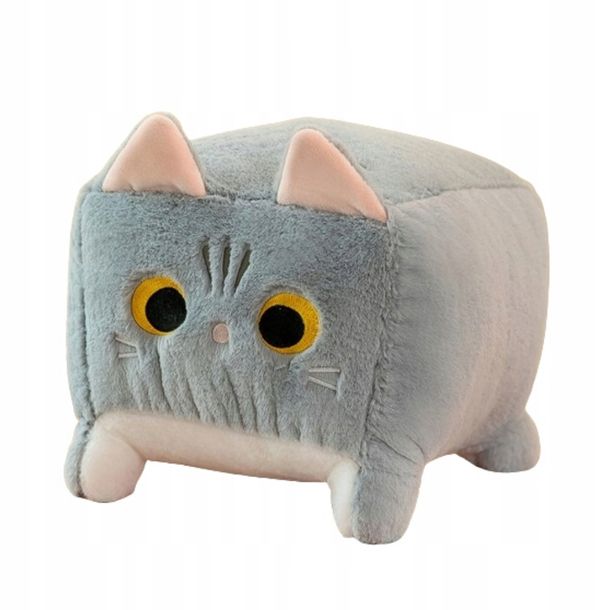 Pluszak Maskotka Przytulanka Poduszka Kotek Kwadratowy Szary 25cm