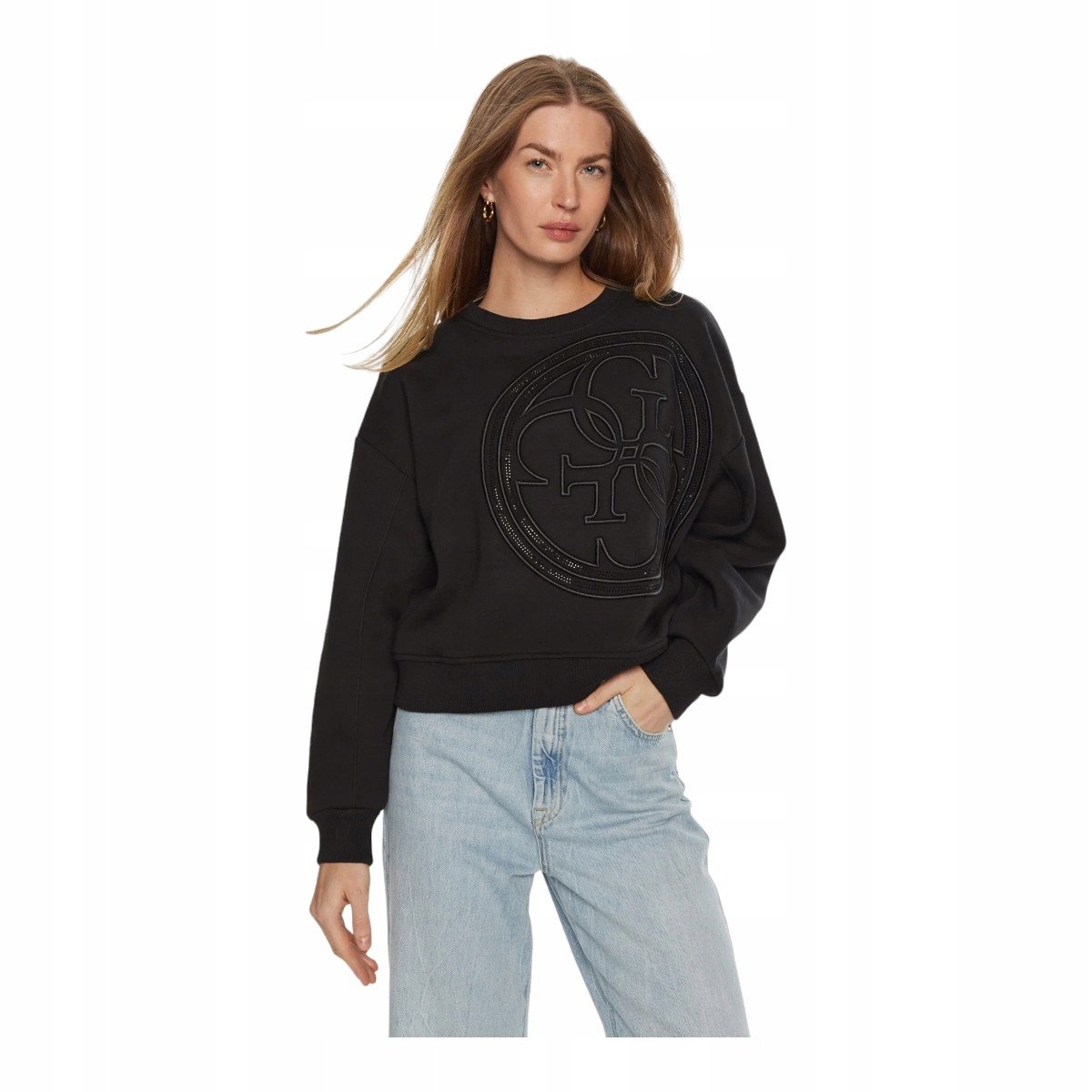GUESS BLUZA DAMSKA CN 4G LOGO SWEATSHIR CZARNA r.L
