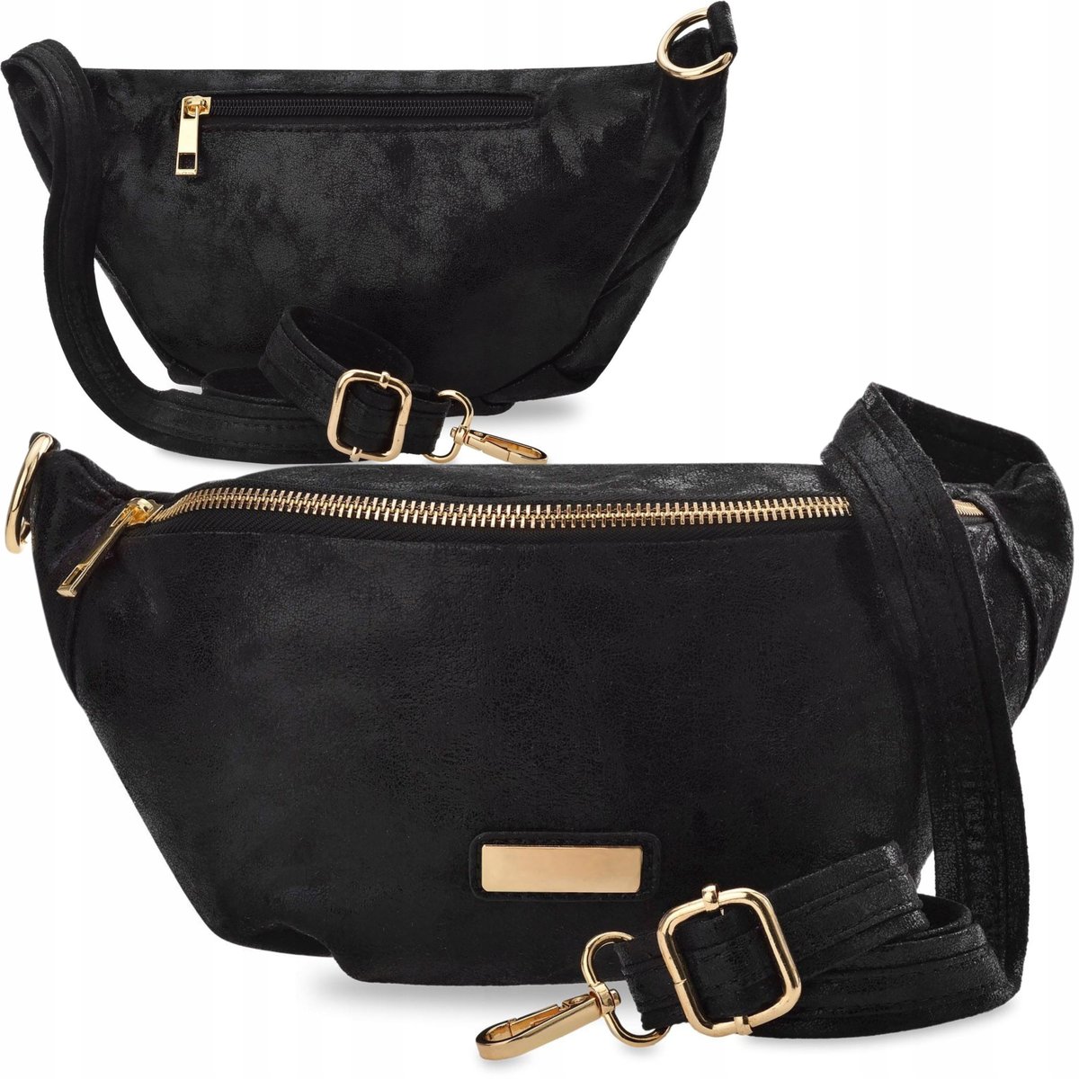 Elegancka Torebka Nerka Damska Zamszowa Klasyczna Saszetka Crossbody Czarna