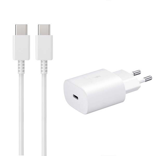 SAMSUNG ŁADOWARKA SIECIOWA EP-TA800 3A TYP-C PD 25W + KABEL TYP-C DO TYP-C 3A PD BIAŁA