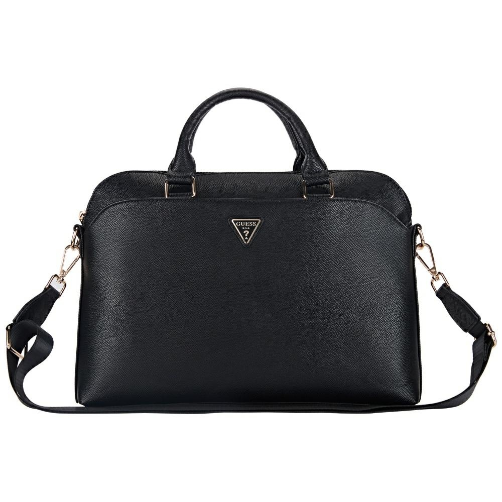 Torba GUESS Grained Zipper Pocket Triangle Logo 15 Czarny