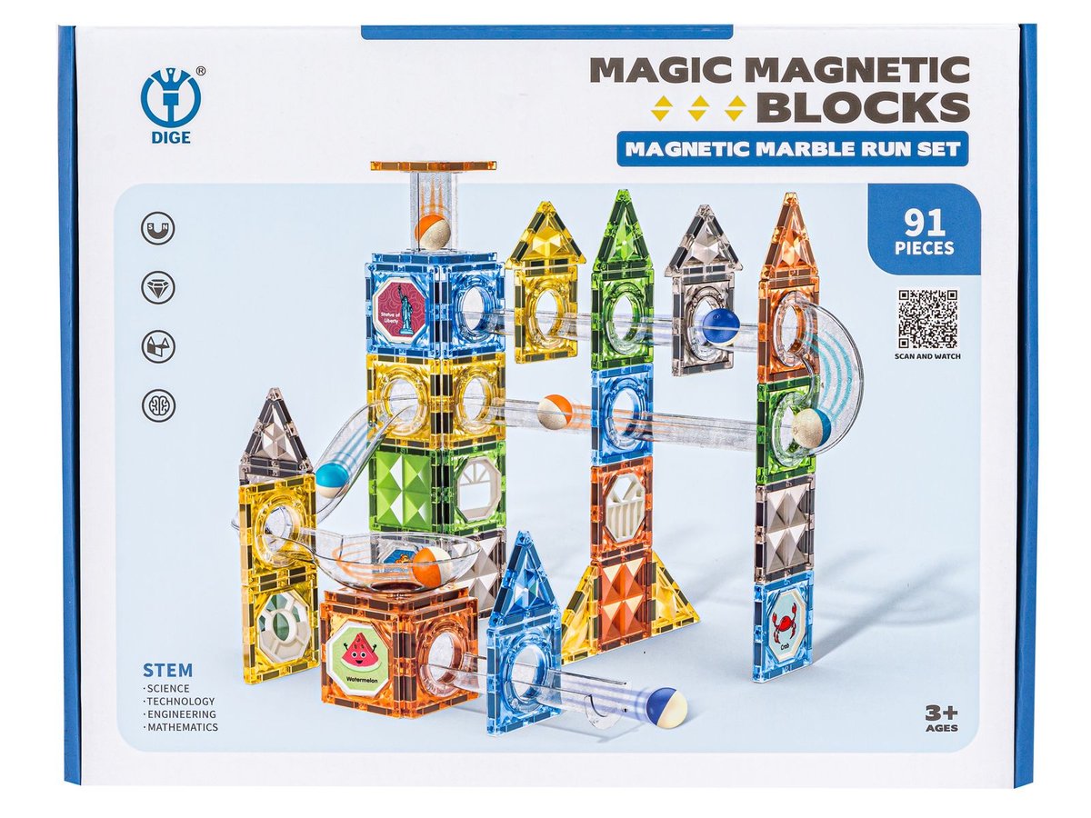DLA DZIECI KONSTRUKCYJNE KLOCKI MAGNETYCZNE TOR KULKOWY