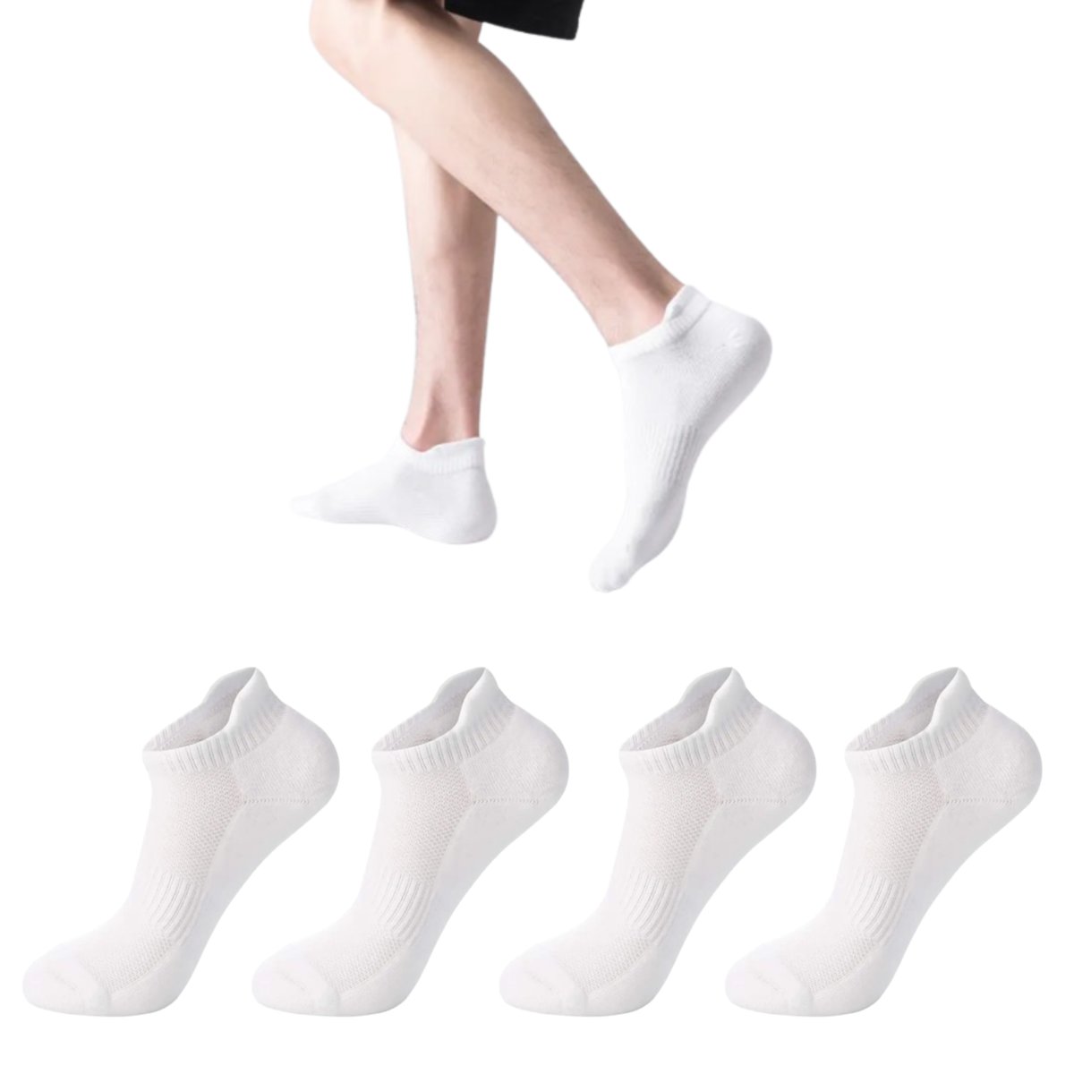 4x męskie stopki skarpetki bawełniane – idealne do sportu! BIAŁE 38-42