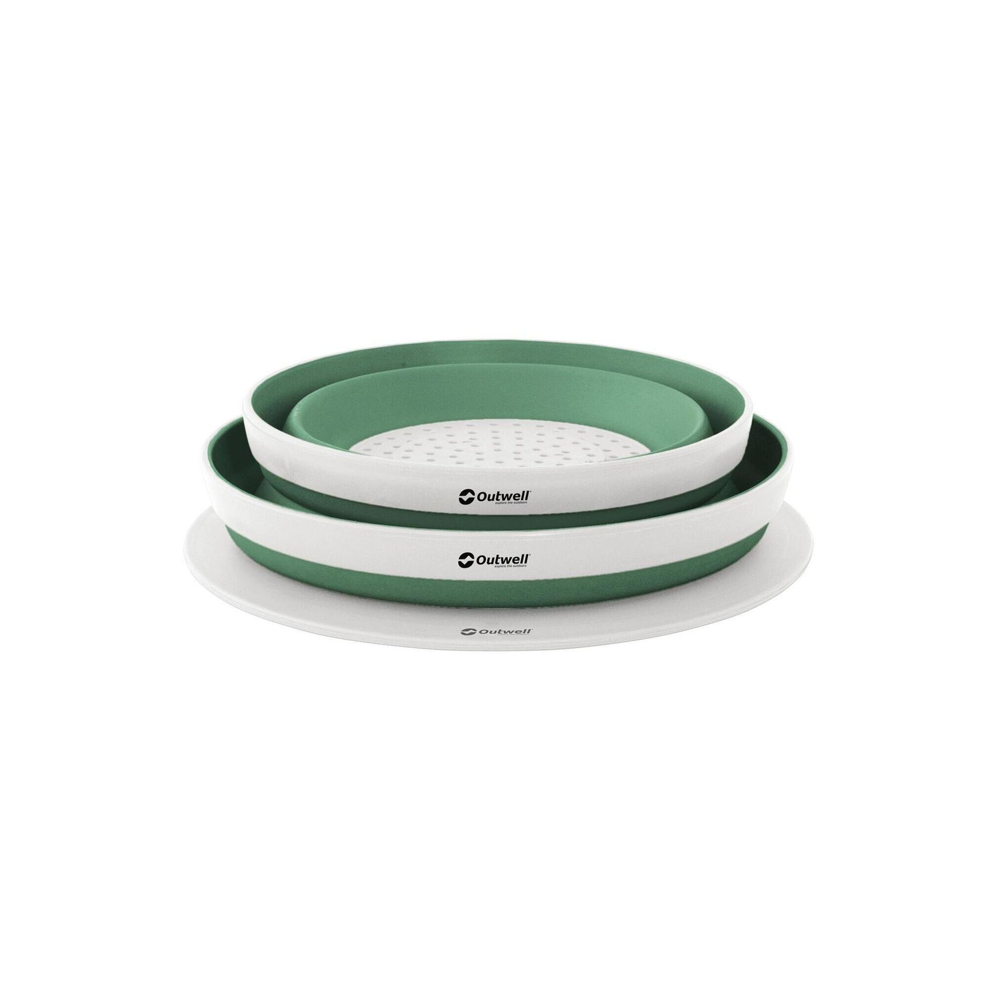 Zestaw turystyczny Outwell Collaps Bowl & Colander Set - shadow green