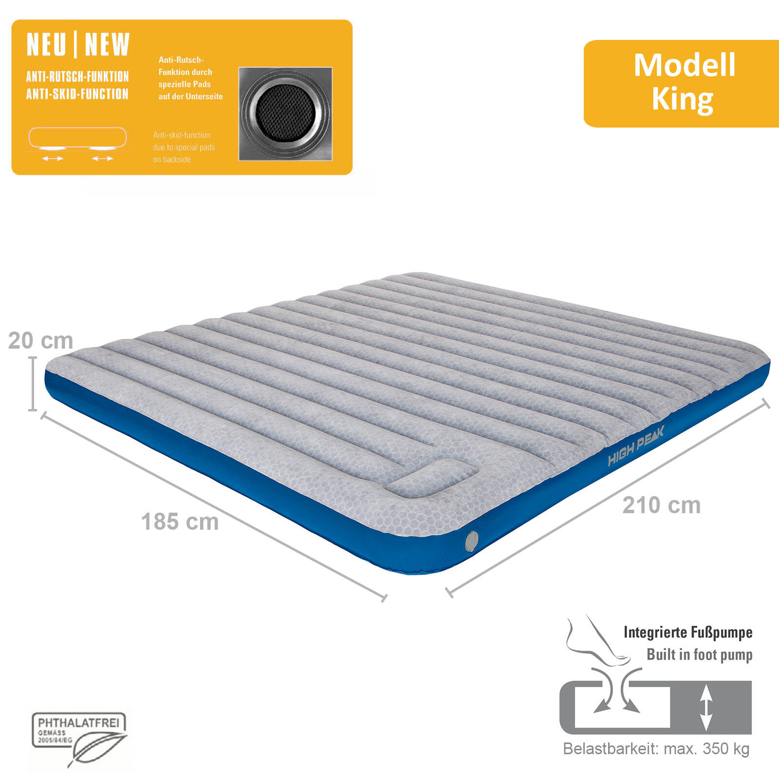 High Peak Air bed Cross Beam King 40047