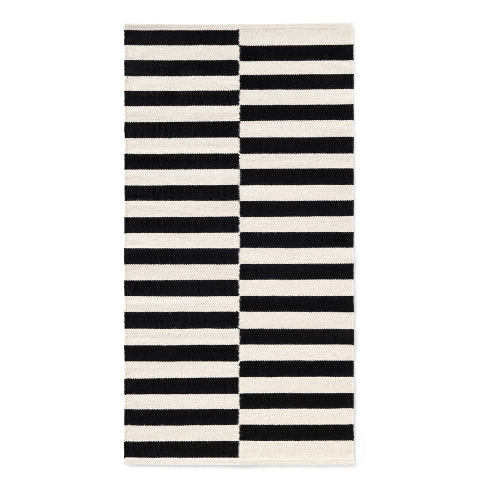 Czarno-biały wełniany dywan dwustronny tkany ręcznie 80x150 cm Donna – Hanse Home