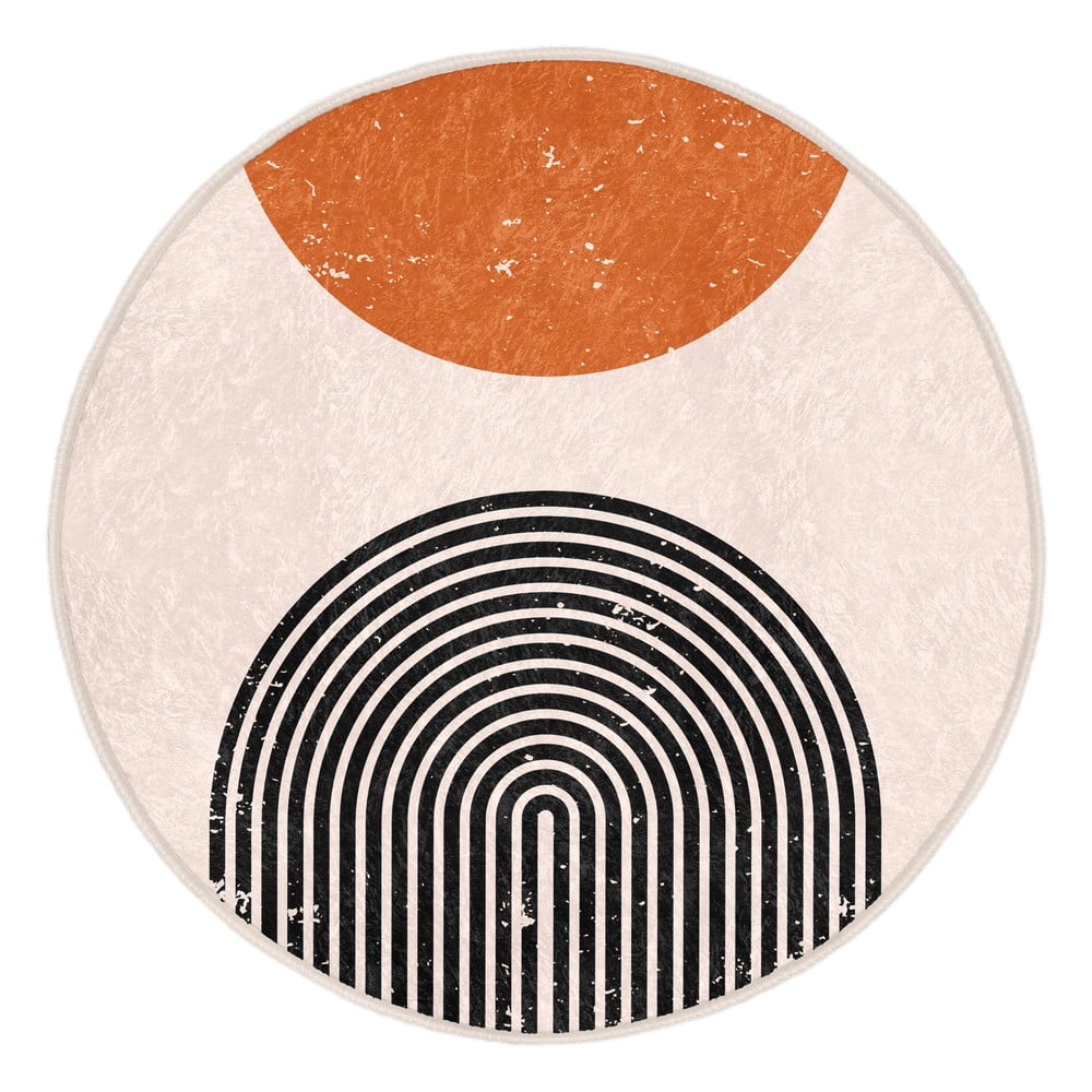 Pomarańczowo-kremowy okrągły dywan odpowiedni do prania i robotów sprzątających ø 120 cm Comfort – Mila Home