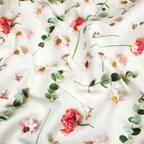 Bieżnik plamoodporny bawełniany z wzorem Kwiaty 3D Digital