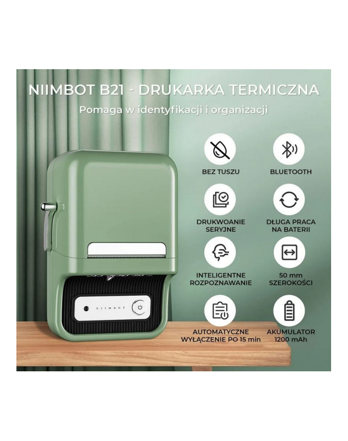 niimbot Drukarka etykiet B21S zielona