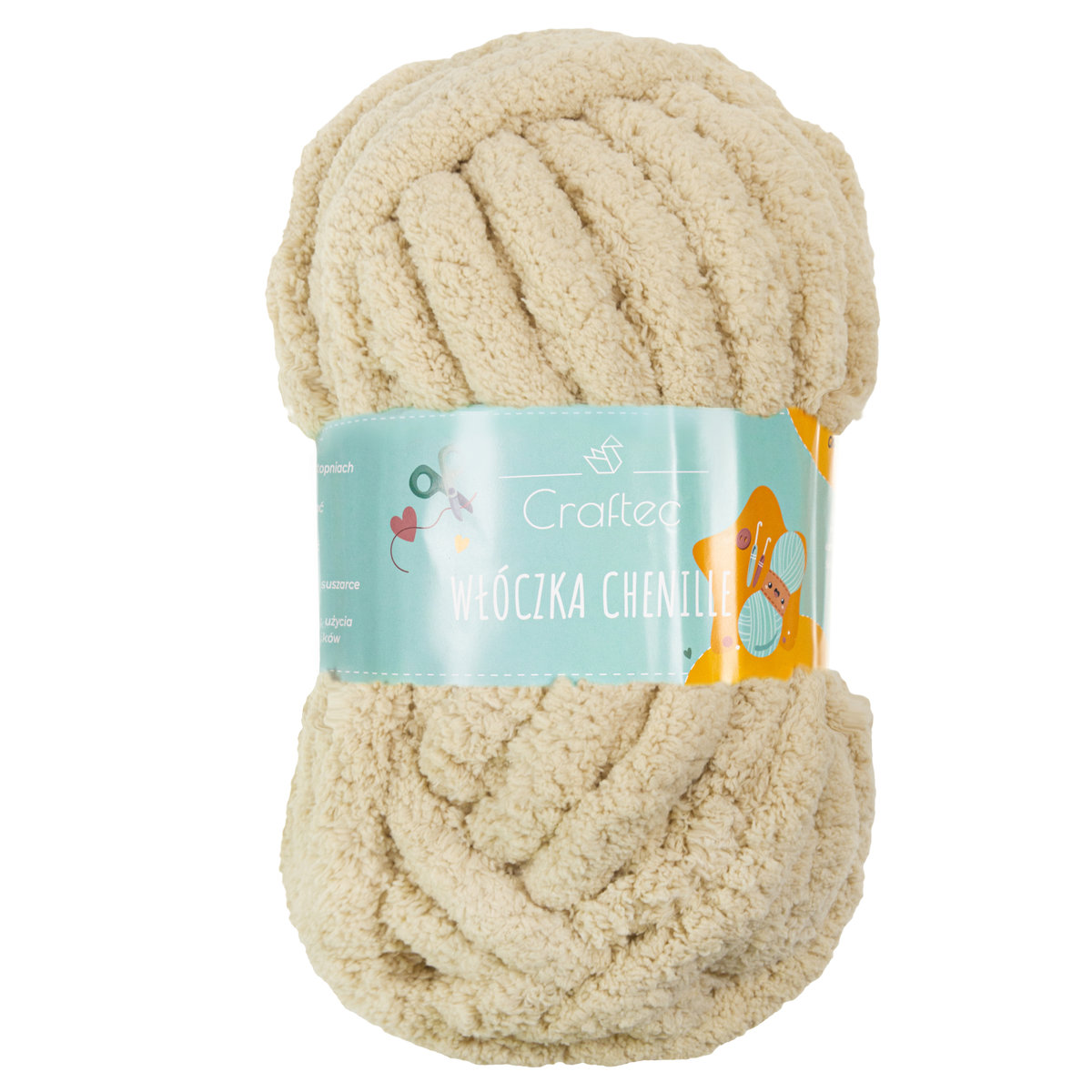 Włóczka do szydełkowania wyplatania rękami Chenille 20 mm cappuccino #25