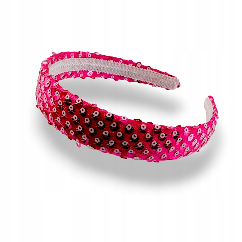 Opaska do włosów Różowa z cekinami