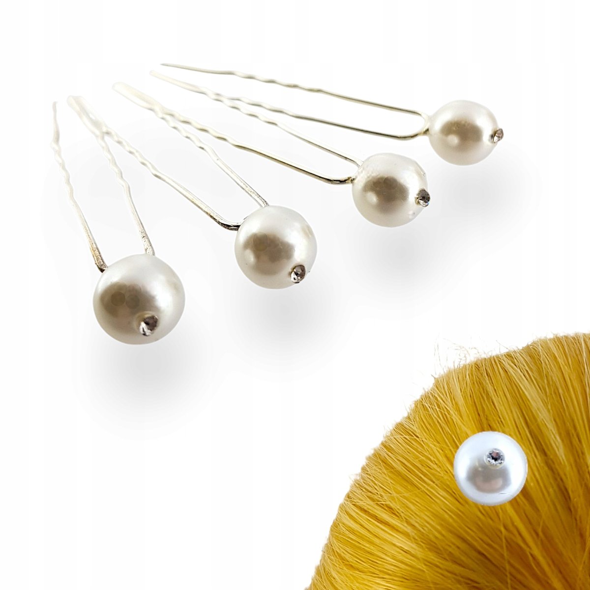 Szpilka do włosów Kokówka z perełką Spinka Cyrkonie