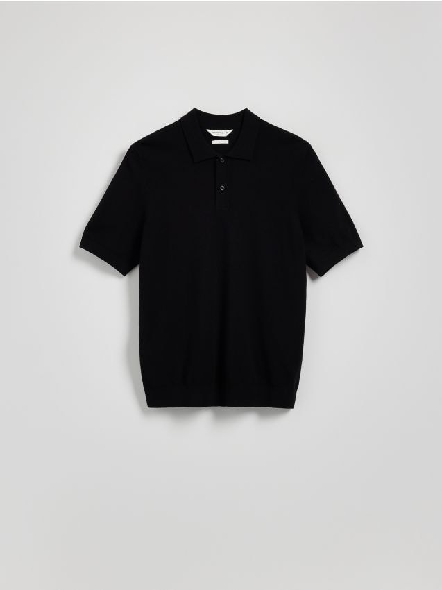 Reserved - Sweter polo z wiskozą - czarny
