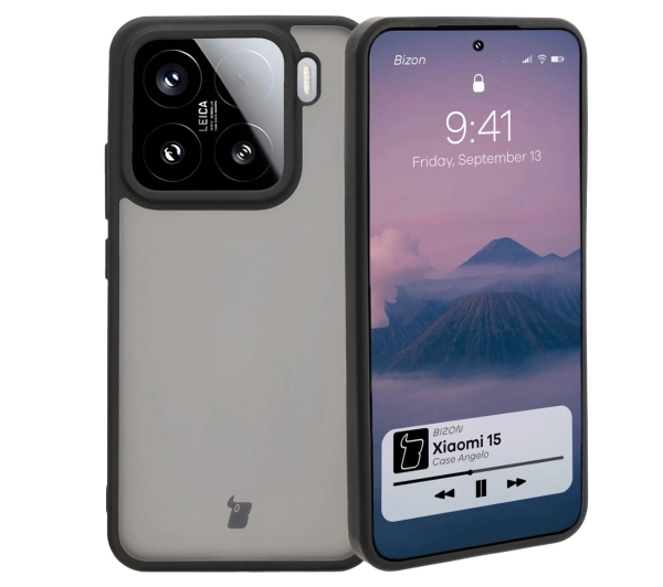 Bizon Angelo do Xiaomi 15 Przydymione z czarną ramką