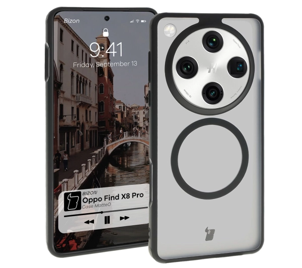 Bizon MatteO z MagSafe do Oppo Find X8 Pro Półprzezroczyste z czarną ramką