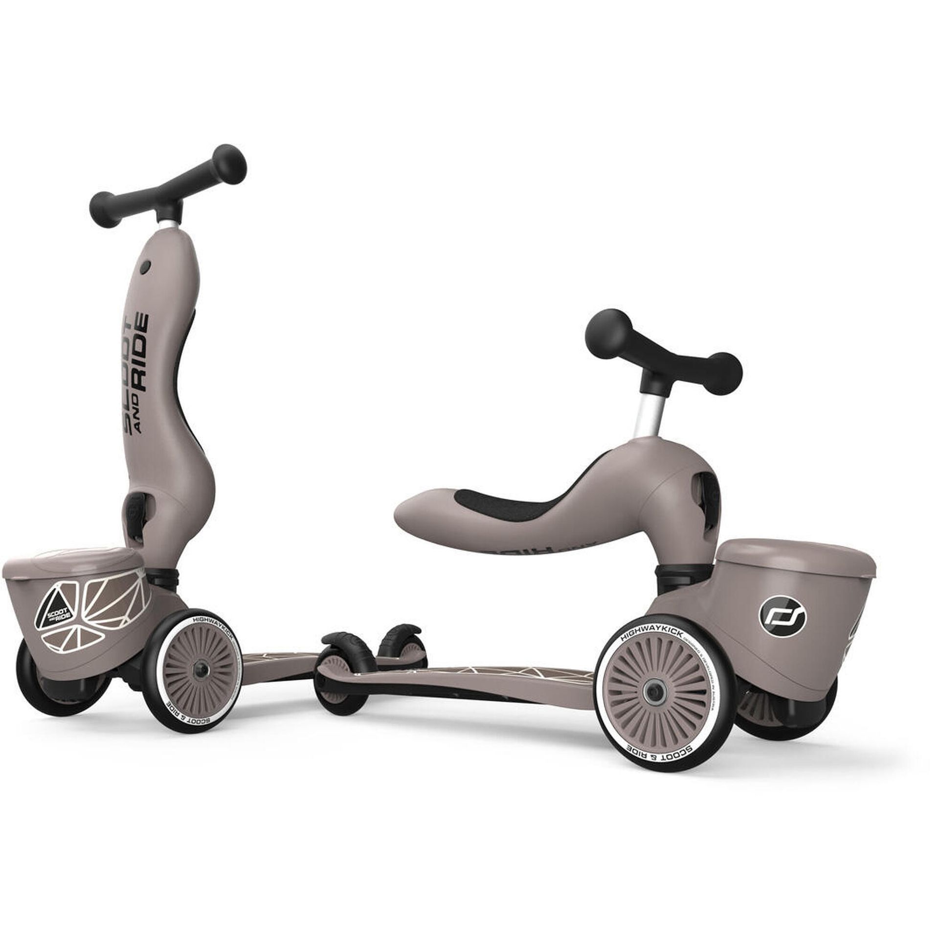 Scoot&Ride, Highwaykick 1 Lifestyle, 2w1, jeździk i hulajnoga, 1-5 lat, Brown Lines