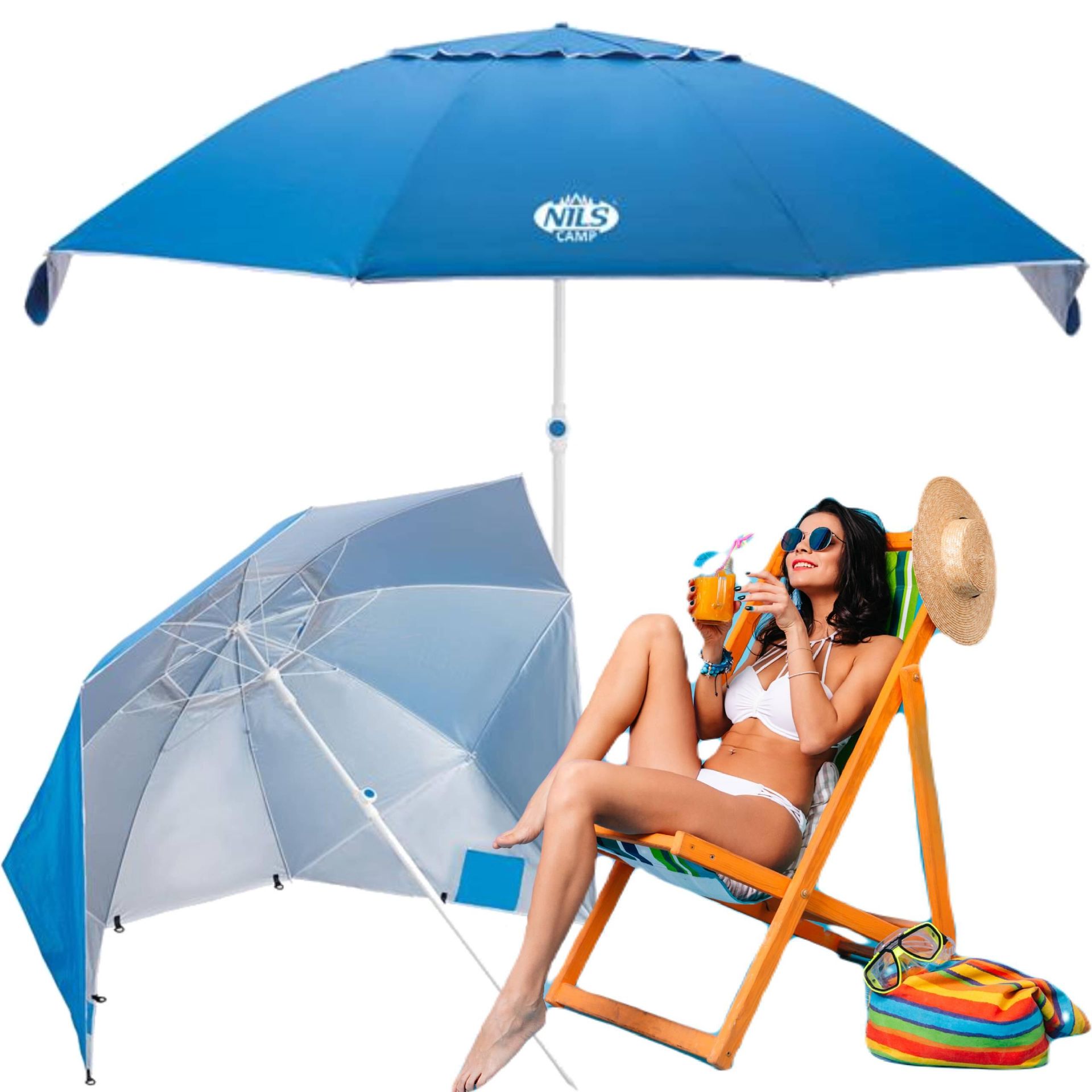 NC7822 PARASOL PLAŻOWY XL 220 CM NILS CAMP