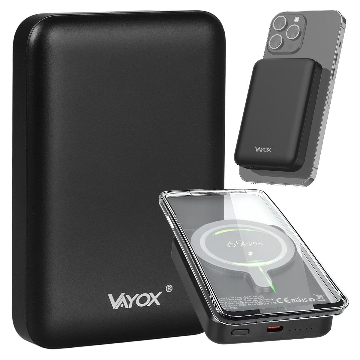 POWERBANK 10000mAh Z MAGSAFE INDUKCYJNY SZYBKI 20W USB C POWER BANK VAYOX