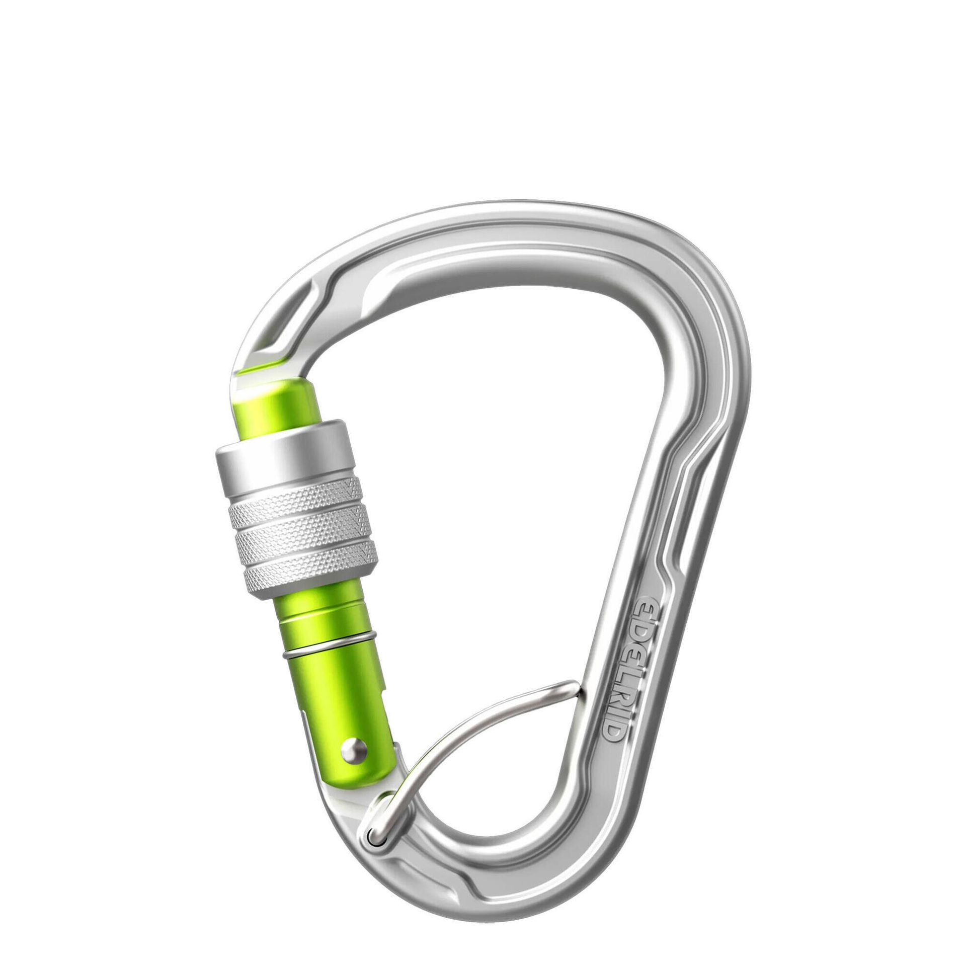 Edelrid HMS Strike Screw FG II Carabiner, srebrny/zielony 2022 Karabinki zakręcane 737720000060