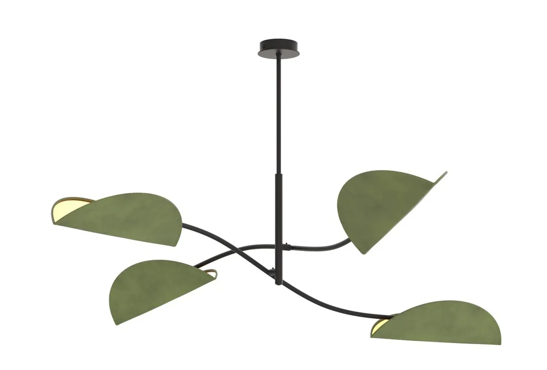 Zielona czterolistna lampa wisząca H6-E48
