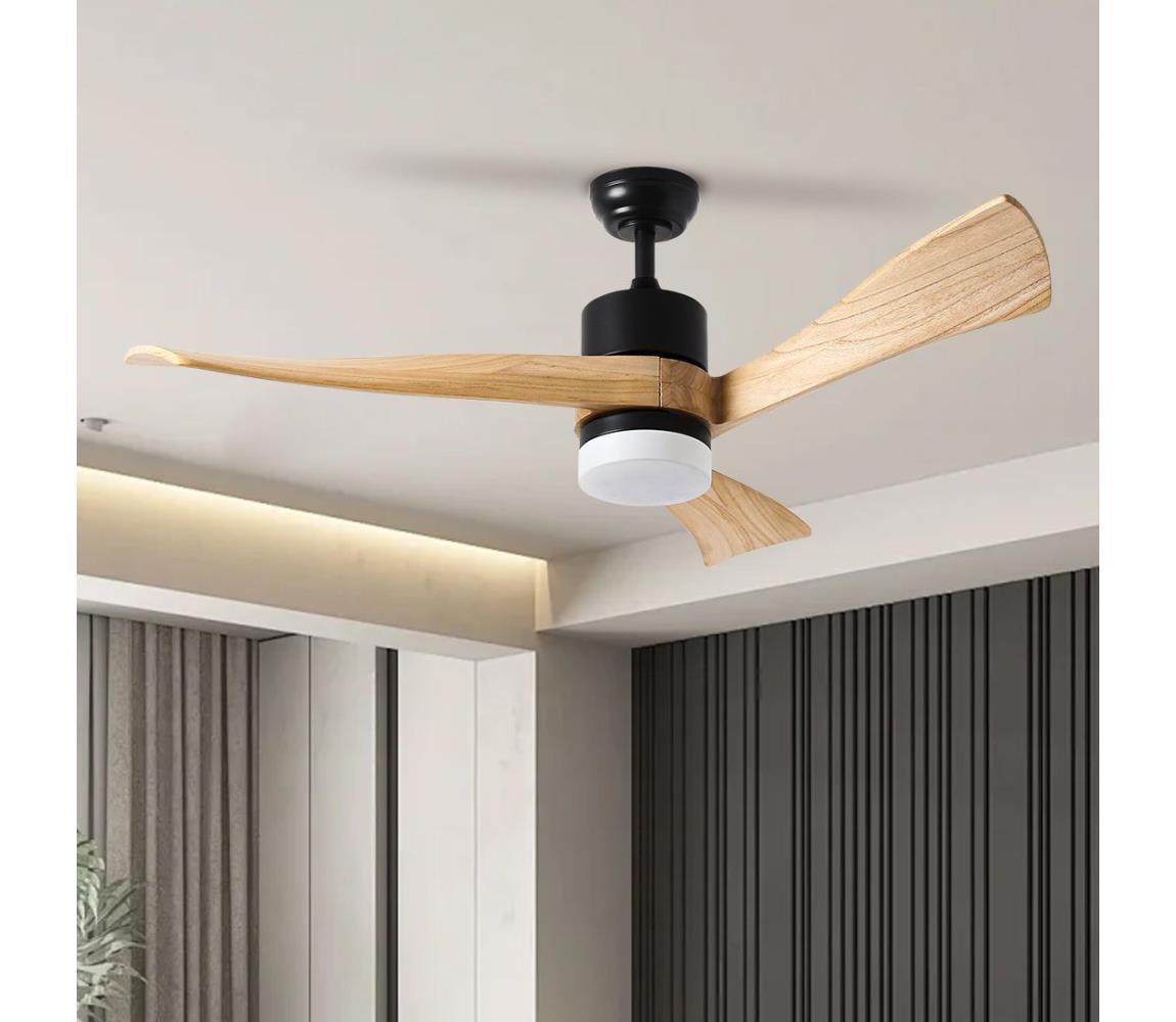 ZEVENTI - Wentylator sufitowy LED NATURITO LED/18W/230V Wi-Fi Tuya czarny/dąb + pilot
