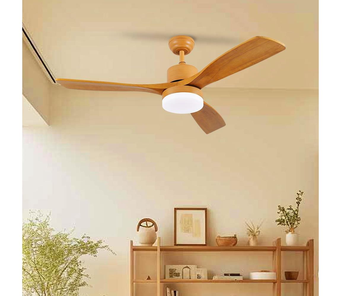 ZEVENTI - Wentylator sufitowy LED MARE LED/24W/230V Wi-Fi Tuya dąb + pilot