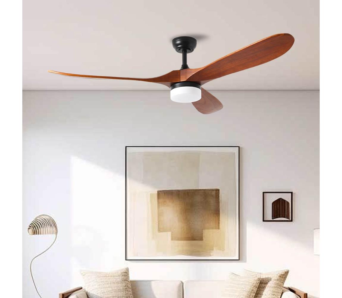 ZEVENTI - Wentylator sufitowy LED GINOSA LED/18W/230V Wi-Fi Tuya czarny/dąb + pilot