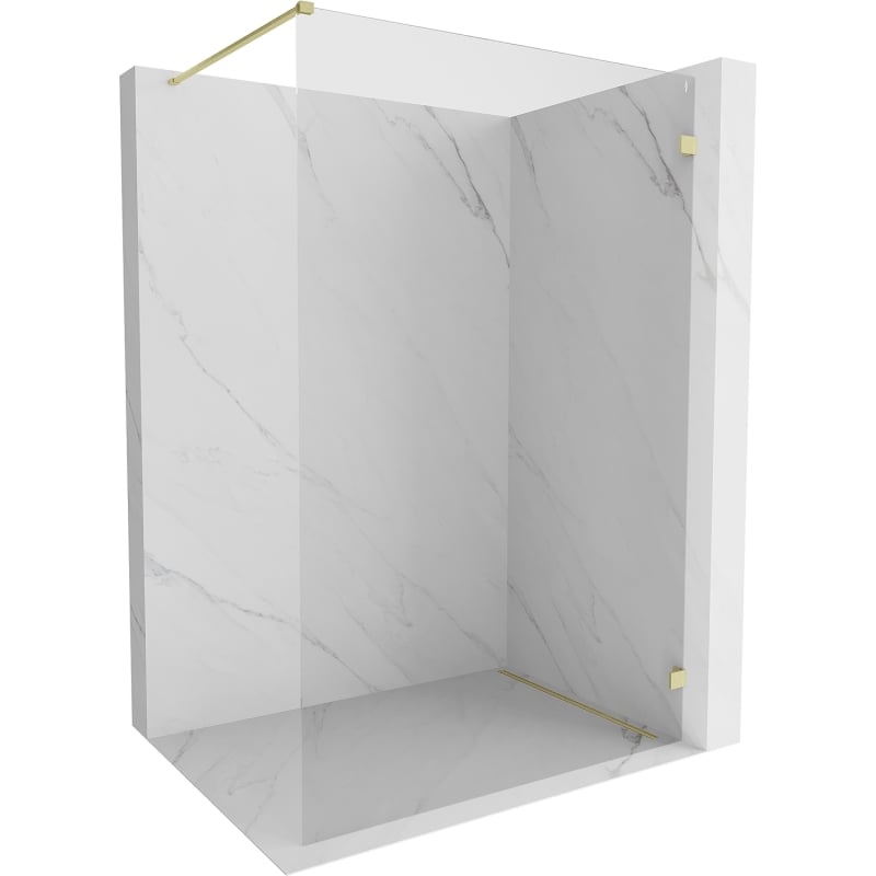 Mexen Lunar ścianka prysznicowa Walk-in prawa 160 x 200 cm, transparent 8 mm, złota szczotkowana - 830-160-000-55-00-P