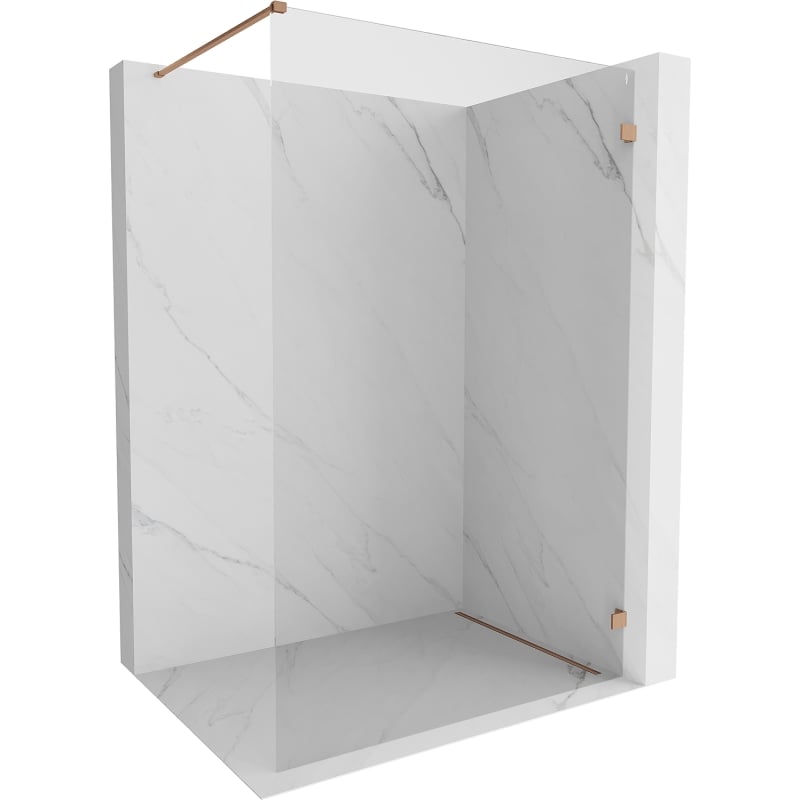 Mexen Lunar ścianka prysznicowa Walk-in prawa 160 x 200 cm, transparent 8 mm, miedź szczotkowana - 830-160-000-65-00-P
