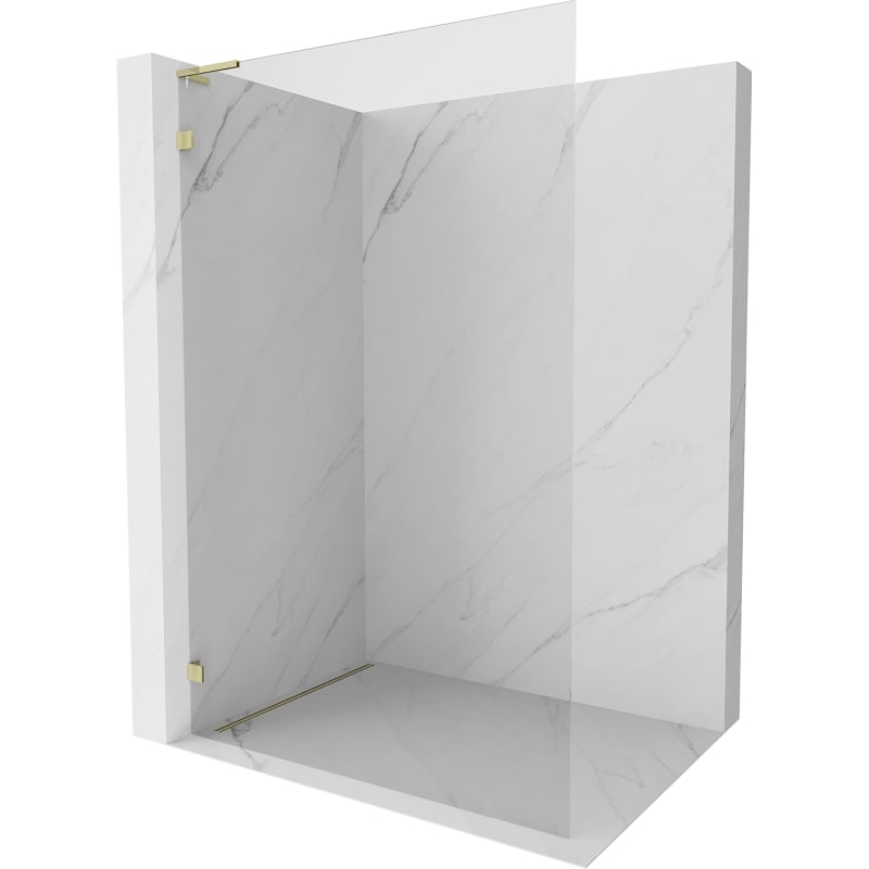 Mexen Lunar L ścianka prysznicowa Walk-in lewa 90 x 200 cm, transparent 8 mm, złota - 830L-090-000-50-00-L