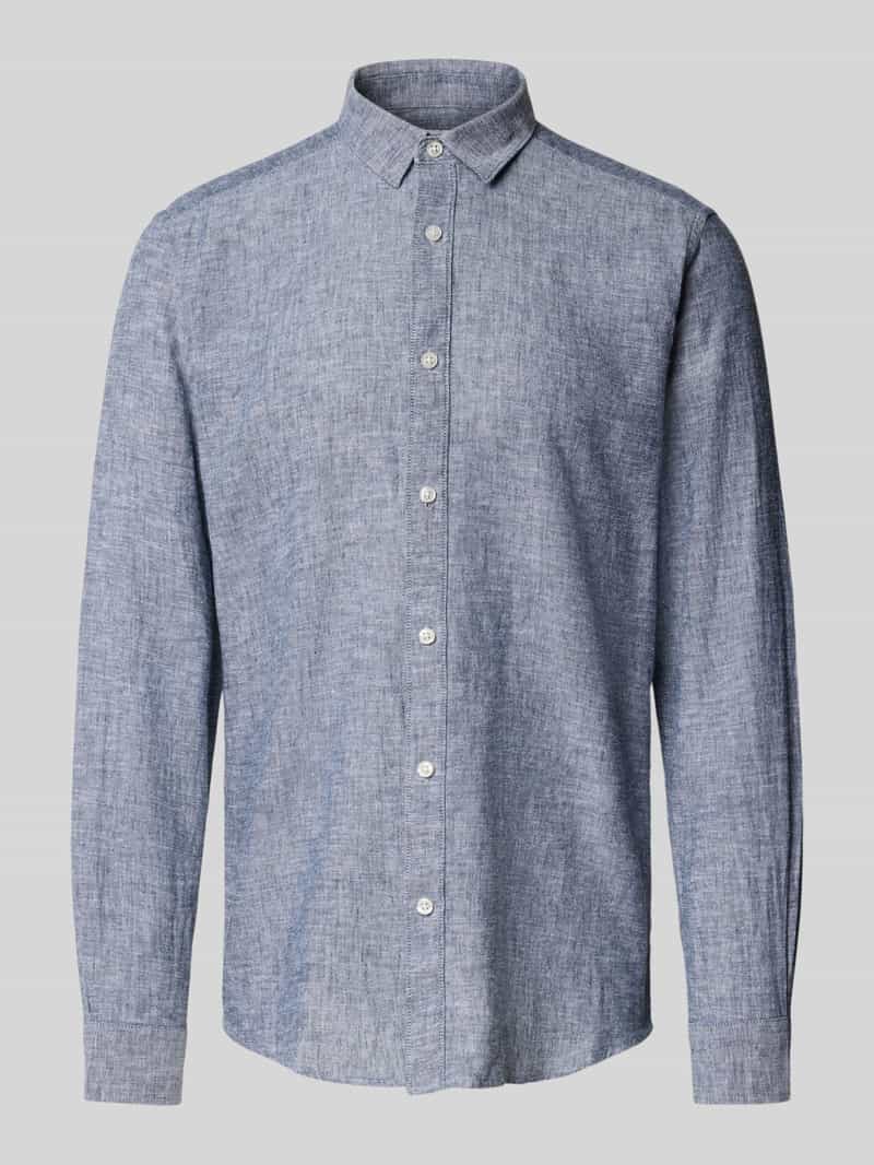 Koszula lniana o kroju slim fit z kołnierzykiem typu kent model ‘CAIDEN’