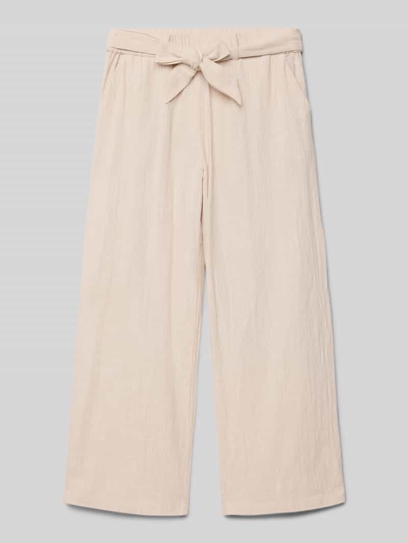 Spodnie szerokie o kroju regular fit z wiązanym paskiem model ‘TIZANA’