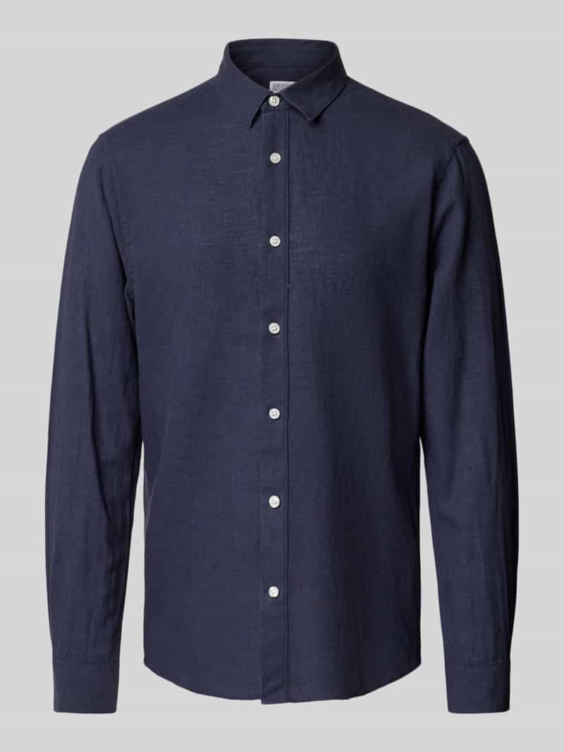 Koszula lniana o kroju slim fit z kołnierzykiem typu kent model ‘CAIDEN’