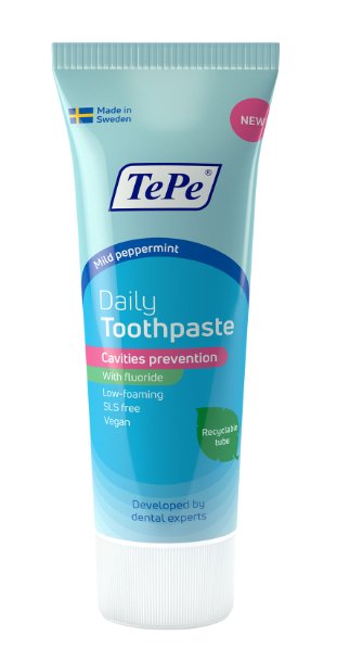 TePe Daily Pasta Do Zębów Antybakteryjna Bez SLS 75 ml Przeciw Próchnicy, , 802110, [kolor]